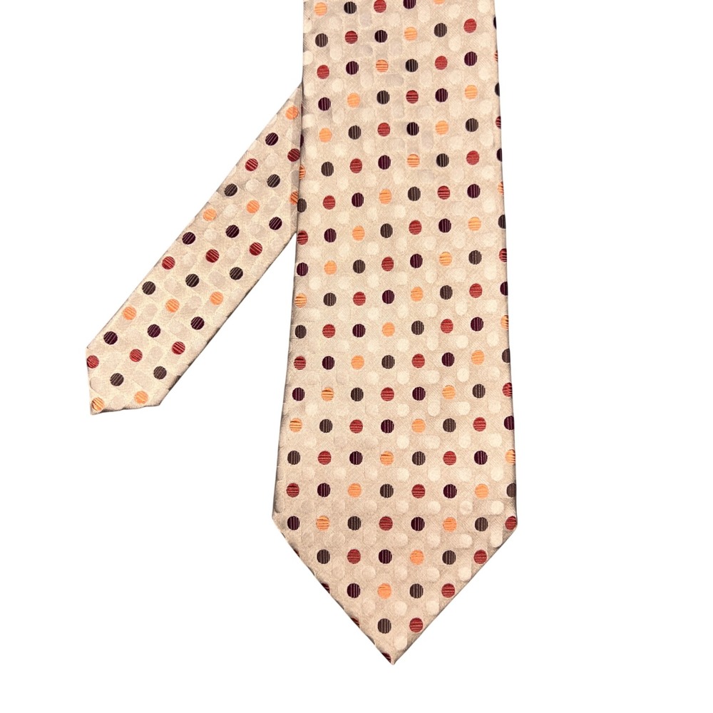 Croft & Barrow Tan Necktie Polka Dot Stain Resistant Silk Mens OS